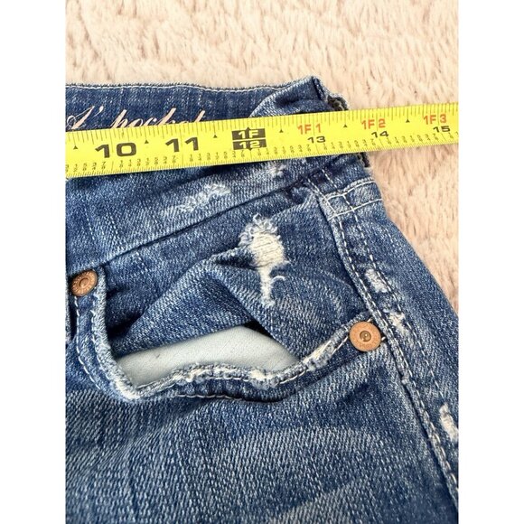 7 For All Mankind A-Pocket Distressed Bootcut Jeans Women’s 24 Medium Wash - Picture 8 of 9